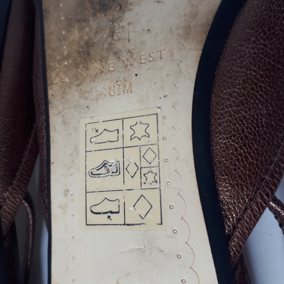 Nine West Bronze Sling Back Shoes 3D Flower Flats - Picture 6 of 7